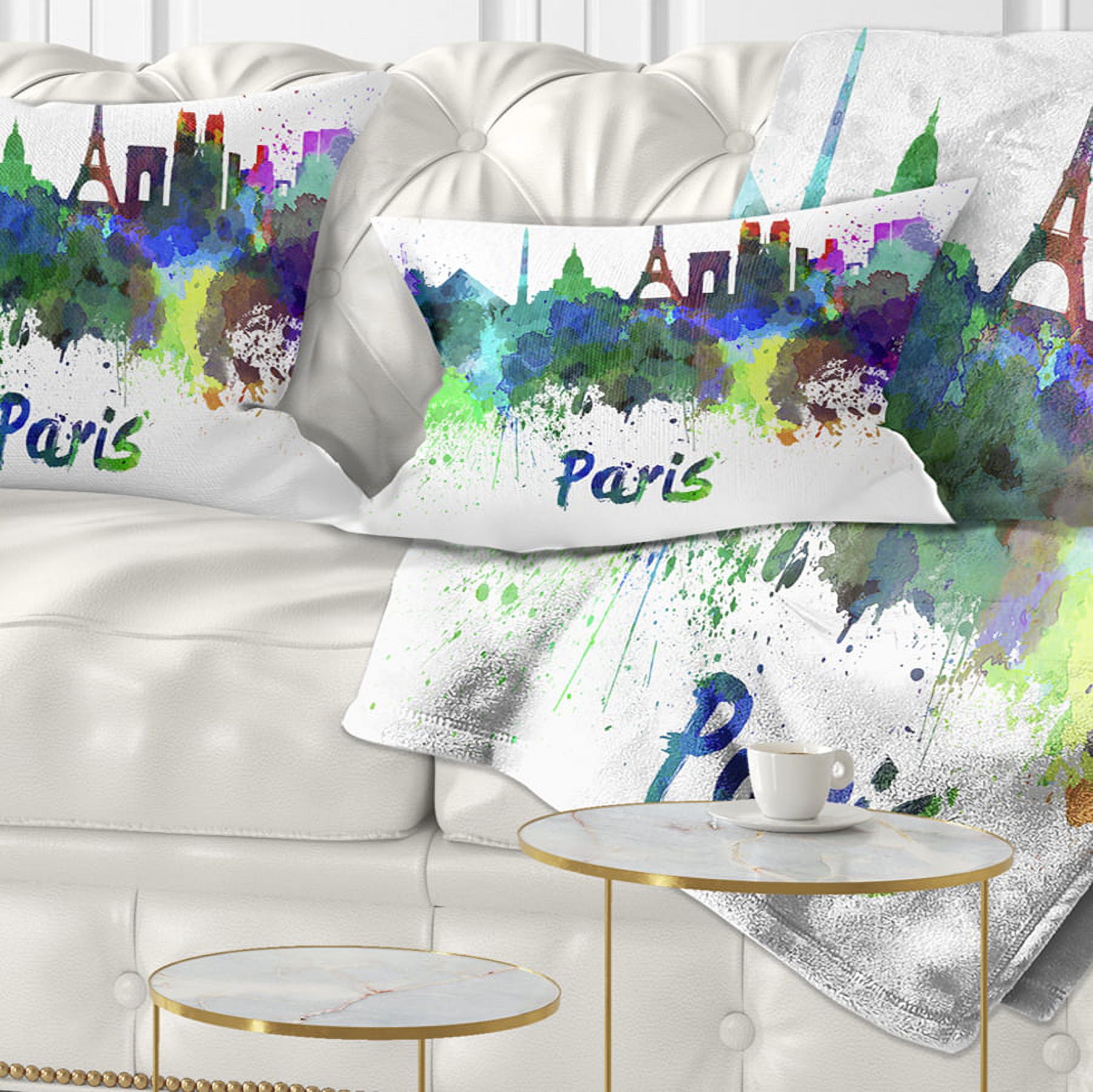 Designart Paris Skyline - Cityscape Throw Pillow - 12x20