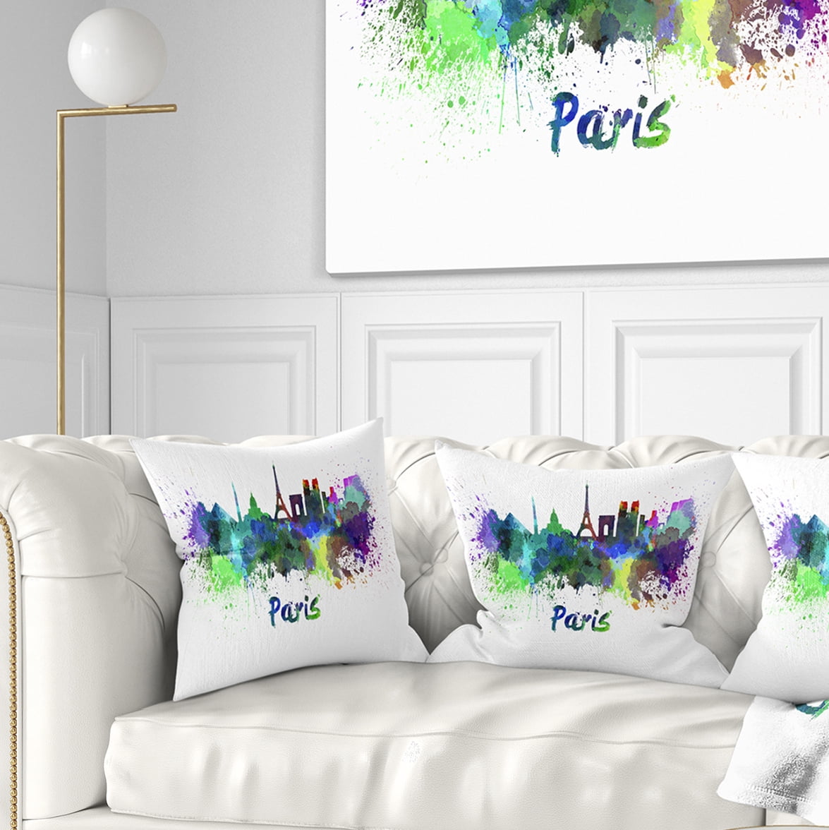 Designart Paris Skyline - Cityscape Throw Pillow - 16x16
