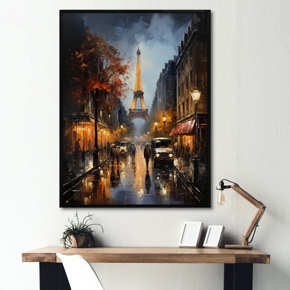 Designart "Parisian Boulevards With Eiffel Tower" France Floater Framed Canvas Prints