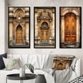 thumbnail image 1 of Designart "Parisian Wooden Enigma V" Vintage Framed Wall Art Set Of 3 - Brown Paris Frame Gallery Wall Set For Home Decor, 1 of 7