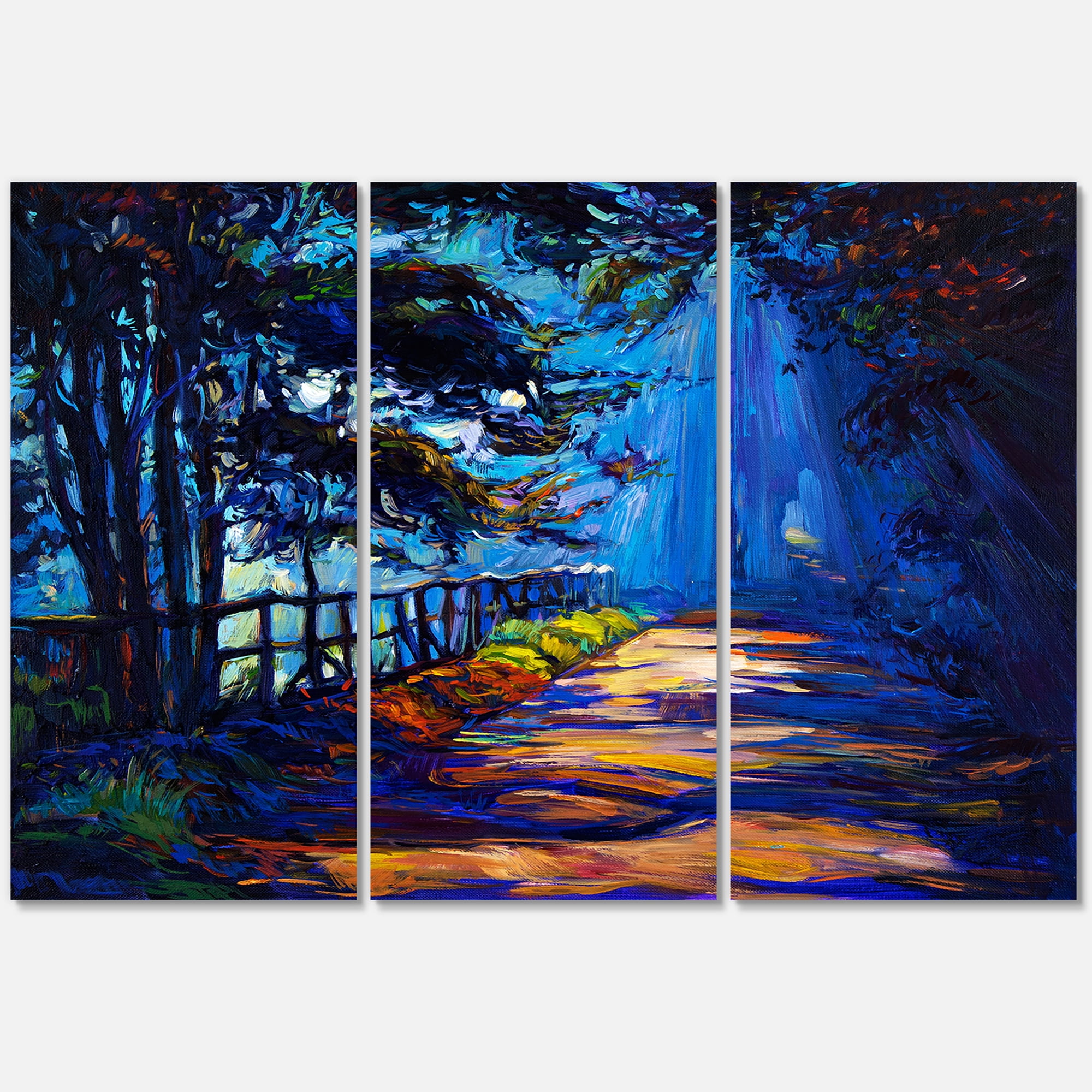 Designart ' Park Road In The Afternoon Shadows ' Lake House Canvas Wall Art Print
