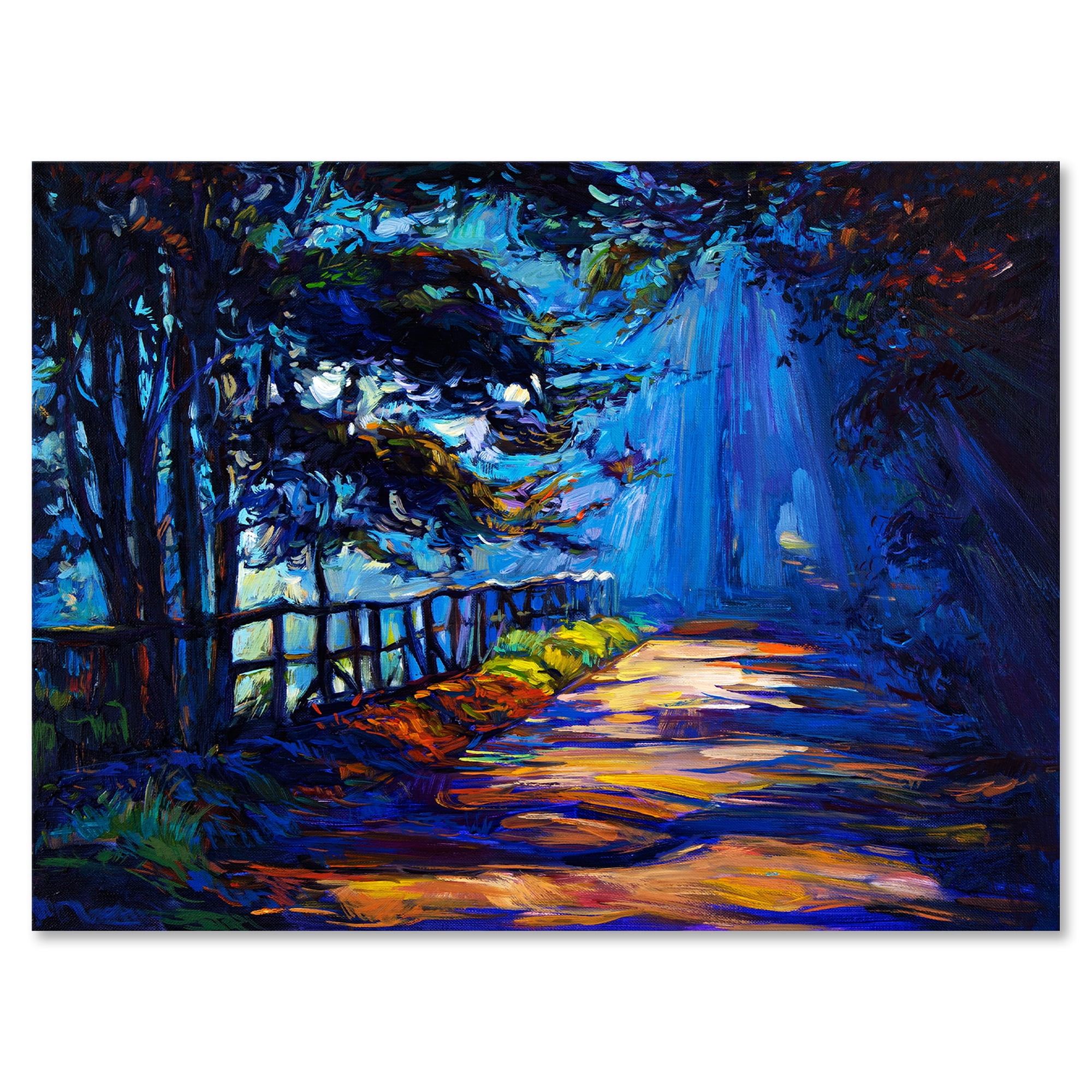 Designart ' Park Road In The Afternoon Shadows ' Lake House Canvas Wall Art Print