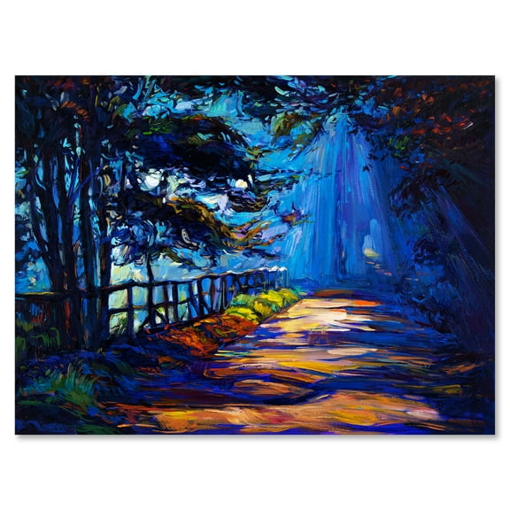 Designart ' Park Road In The Afternoon Shadows ' Lake House Canvas Wall Art Print