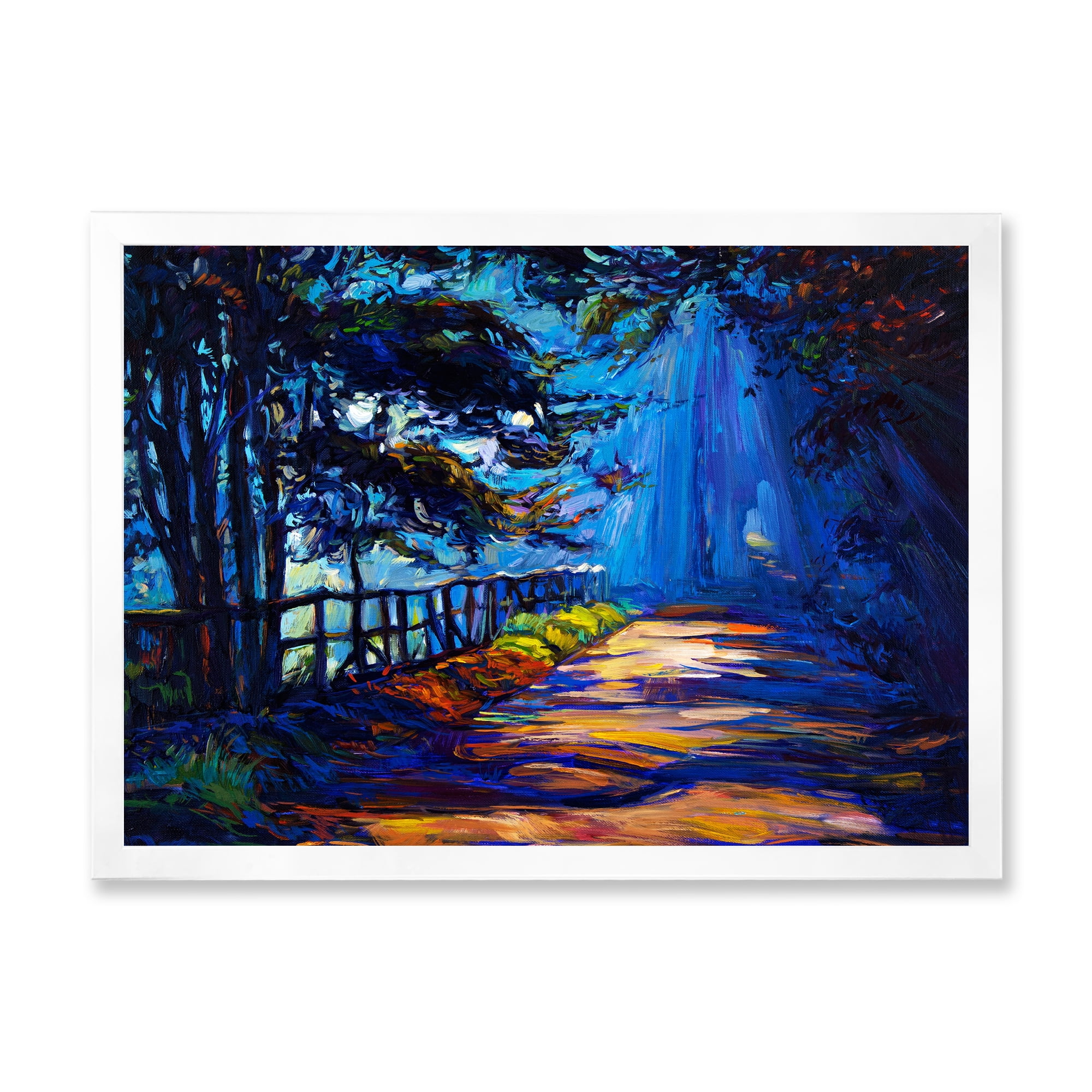 Designart 'Park Road In The Afternoon Shadows' Lake House Framed Art Print