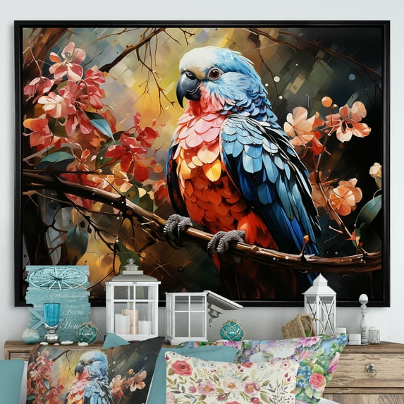 Designart "Parrot Flyers In A Dreamland" Parrot Floater Framed Canvas Prints