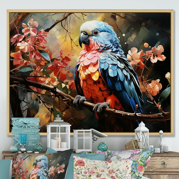 Designart "Parrot Flyers In A Dreamland" Parrot Floater Framed Canvas Prints