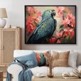 Designart "Parrot Paradise Blue and Pink I" Animals Framed Wall Art