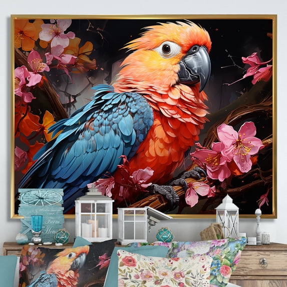 Designart "Parrot'S Vivid And Tropical Rhapsody I" Parrot Floater Framed Canvas Prints