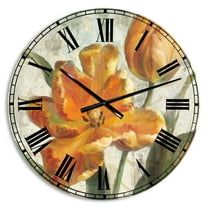 Designart 'Parrot Tulips I on Ivory' Farmhouse wall clock