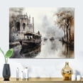 thumbnail image 1 of Designart "Passage Ink Canal Monochrome" Canals Metal Wall Art, 1 of 5