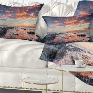 Designart Passero Cape Spring Sunrise - Seashore Photo Throw Pillow - 12x20