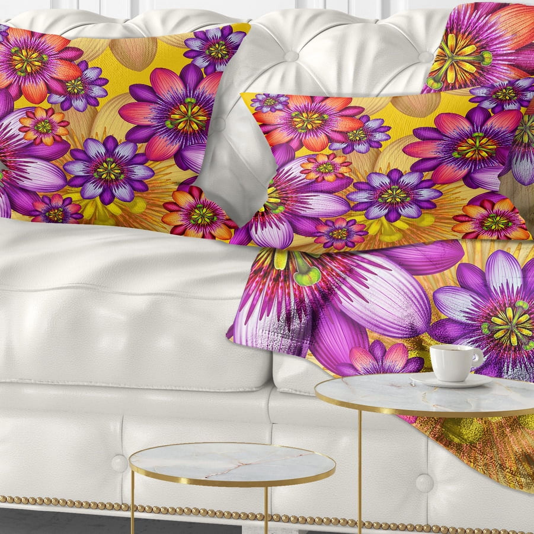 Designart Passion Flowers Pattern - Floral Throw Pillow - 12x20