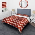 thumbnail image 1 of Designart "Passionate Fiery Red Chevron" Chevron Bedding Covert Set - glam Bed Set With 2 Shams, 1 of 5