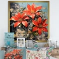thumbnail image 1 of Designart "Passionate Poinsettias in Flower V" Floral Framed Wall Art Decor - Traditional Red Poinsettias Living Room Framed Canvas Art, 1 of 6