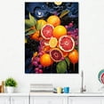 thumbnail image 1 of Designart "Passionfruit Pulse In Electric Ebony I" Fruits Canvas Art Print, 1 of 7
