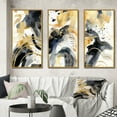 thumbnail image 1 of Designart "Pastel Abstract with Spots of Blue, Black, and Gold III" Fractals Framed Wall Art Set Of 3 - Gold Fractals Frame Canvas Set For Living Room Decor, 1 of 7