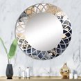 thumbnail image 1 of Designart "Pastel Abstract with Spots of Blue, Black, and Gold XII" Modern Geometric Round Wall Mirror - Modern Oval Printed Decorative Oversized Mirror - Multiple Color Options, 1 of 4