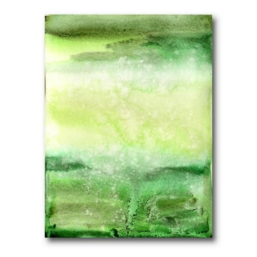 Designart ' Pastel Abstract With Beige and Dark Green & Spots ' Modern Canvas Wall Art Print