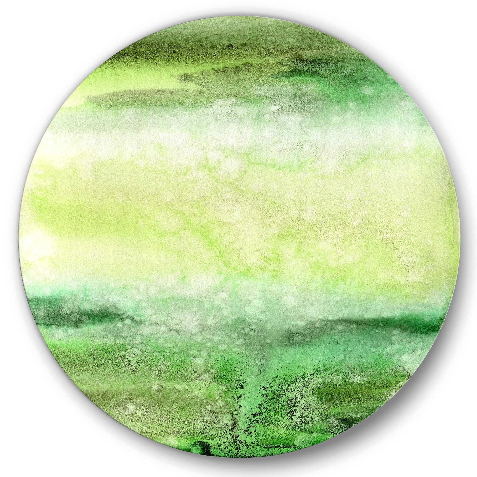 Designart 'Pastel Abstract With Beige and Dark Green & Spots' Modern Circle Metal Wall Art 29x29 - Disc of 29