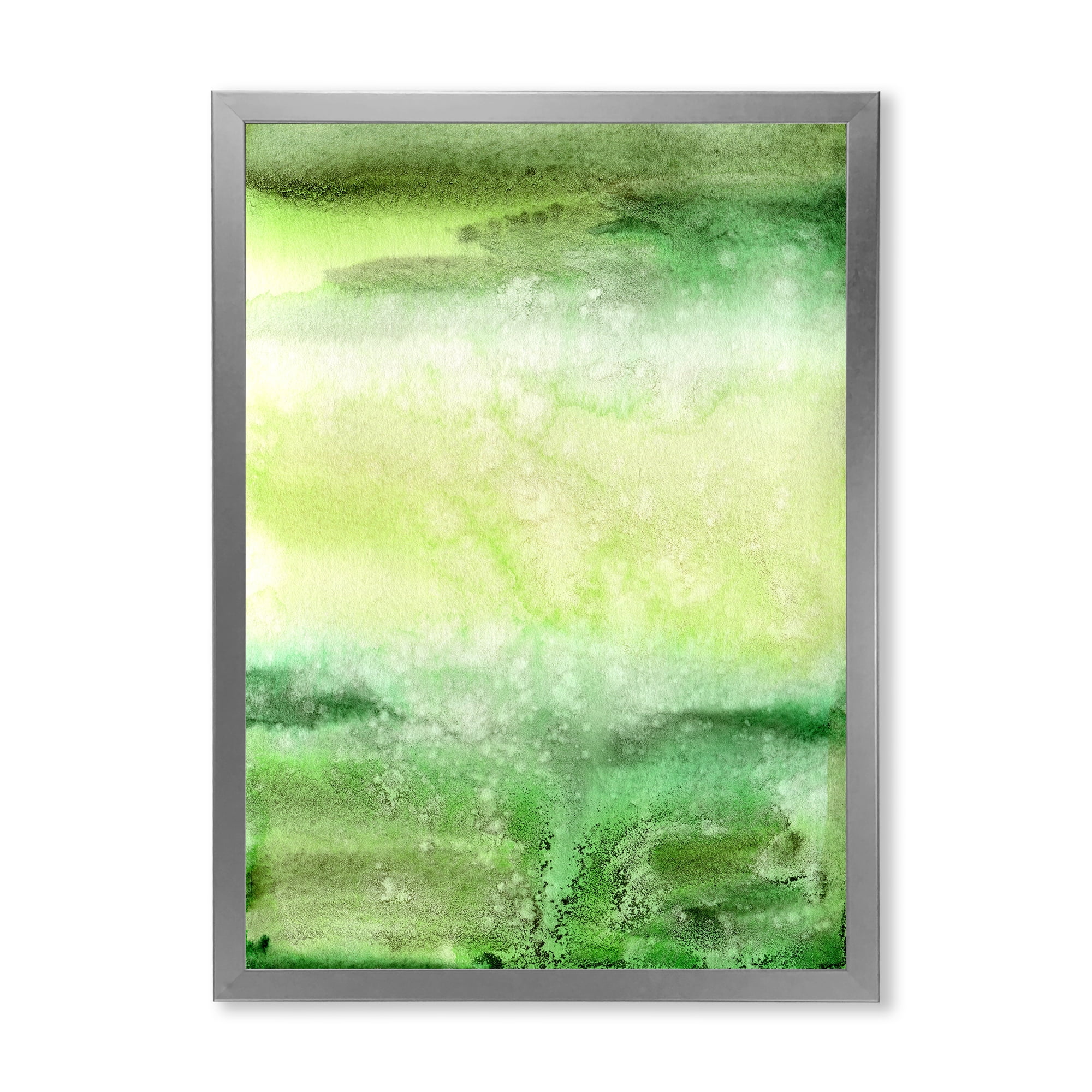 Designart 'Pastel Abstract With Beige and Dark Green & Spots' Modern Framed Art Print