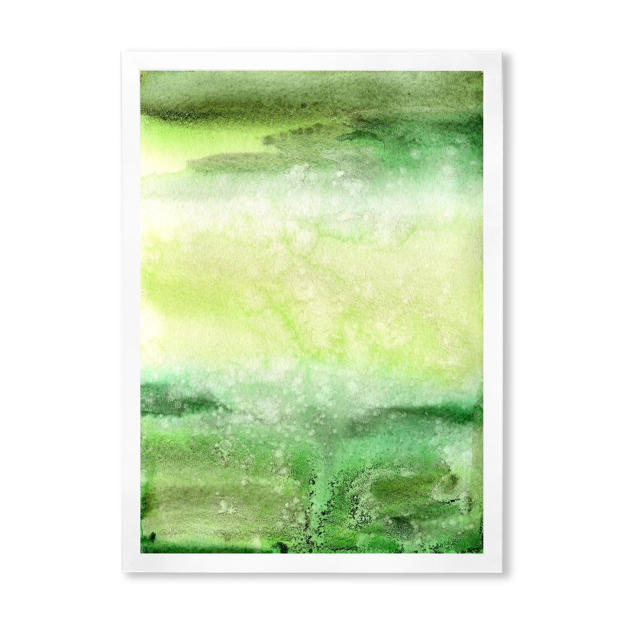 Designart 'Pastel Abstract With Beige and Dark Green & Spots' Modern Framed Art Print