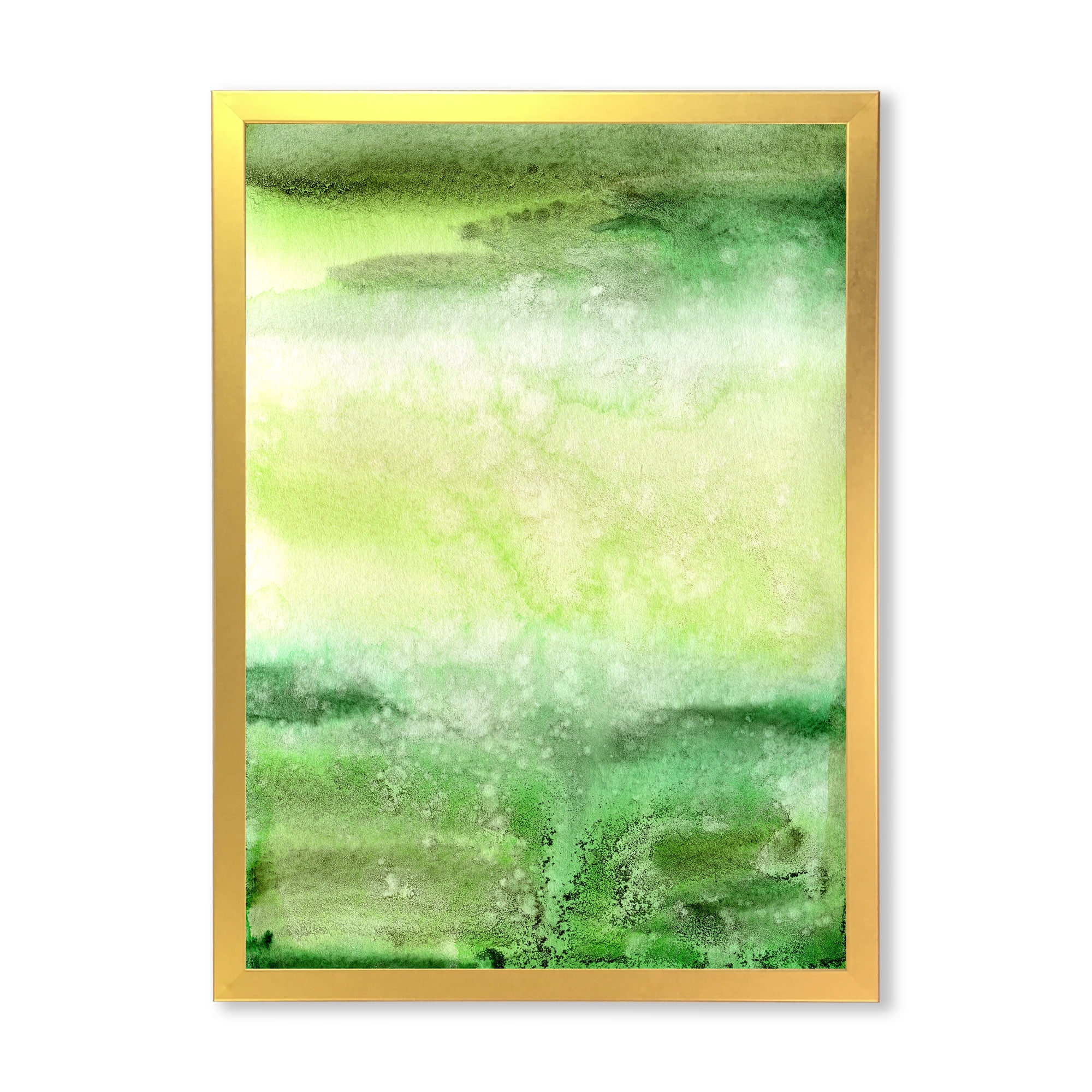 Designart 'Pastel Abstract With Beige and Dark Green & Spots' Modern Framed Art Print