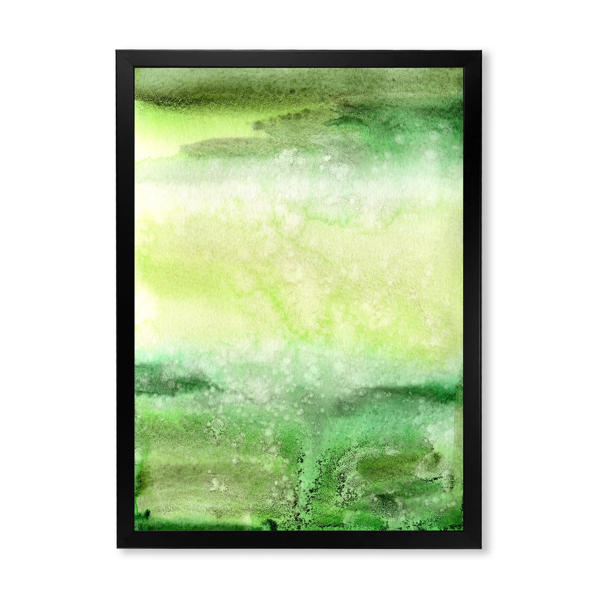 Designart 'Pastel Abstract With Beige and Dark Green & Spots' Modern Framed Art Print