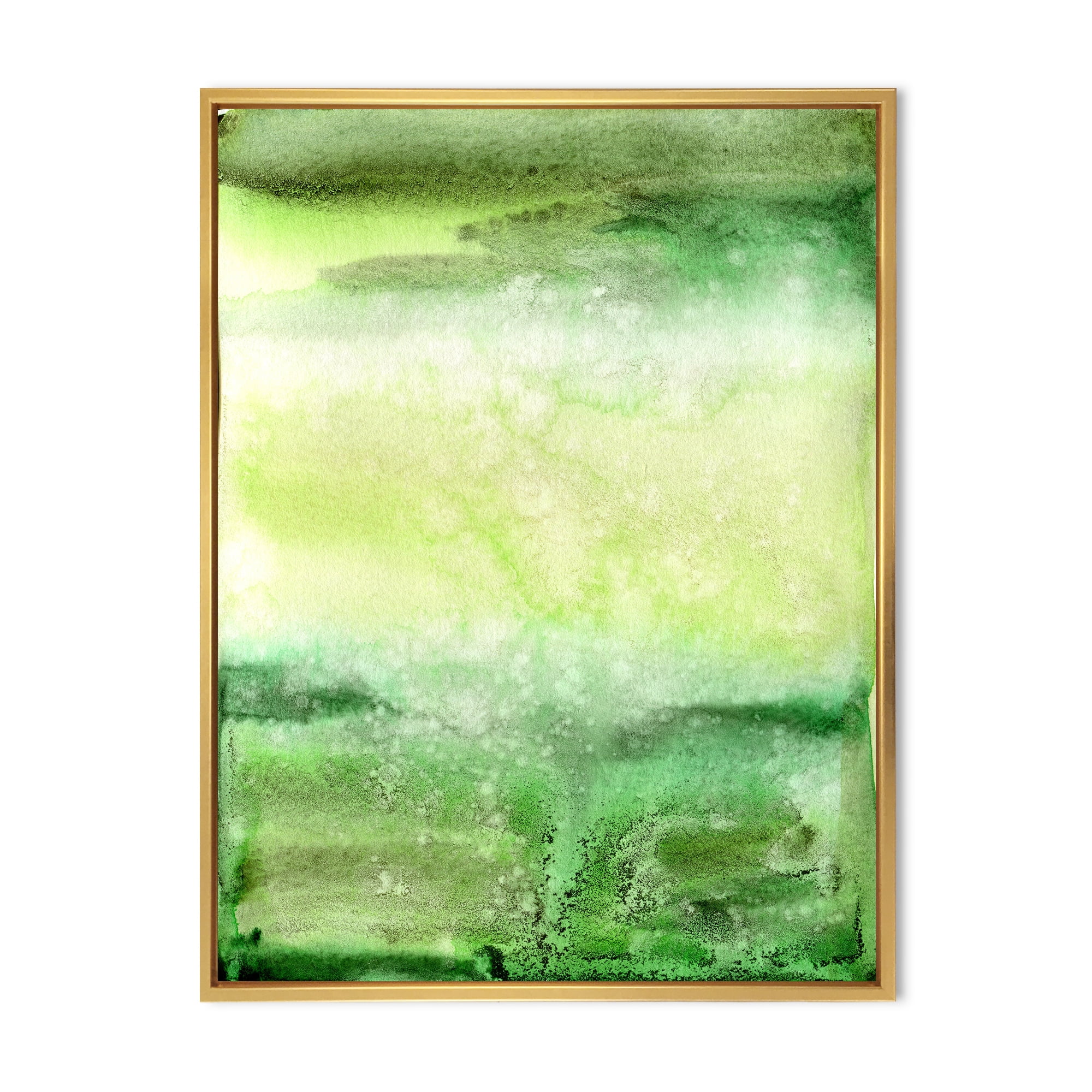 Designart 'Pastel Abstract With Beige and Dark Green & Spots' Modern Framed Canvas Wall Art Print