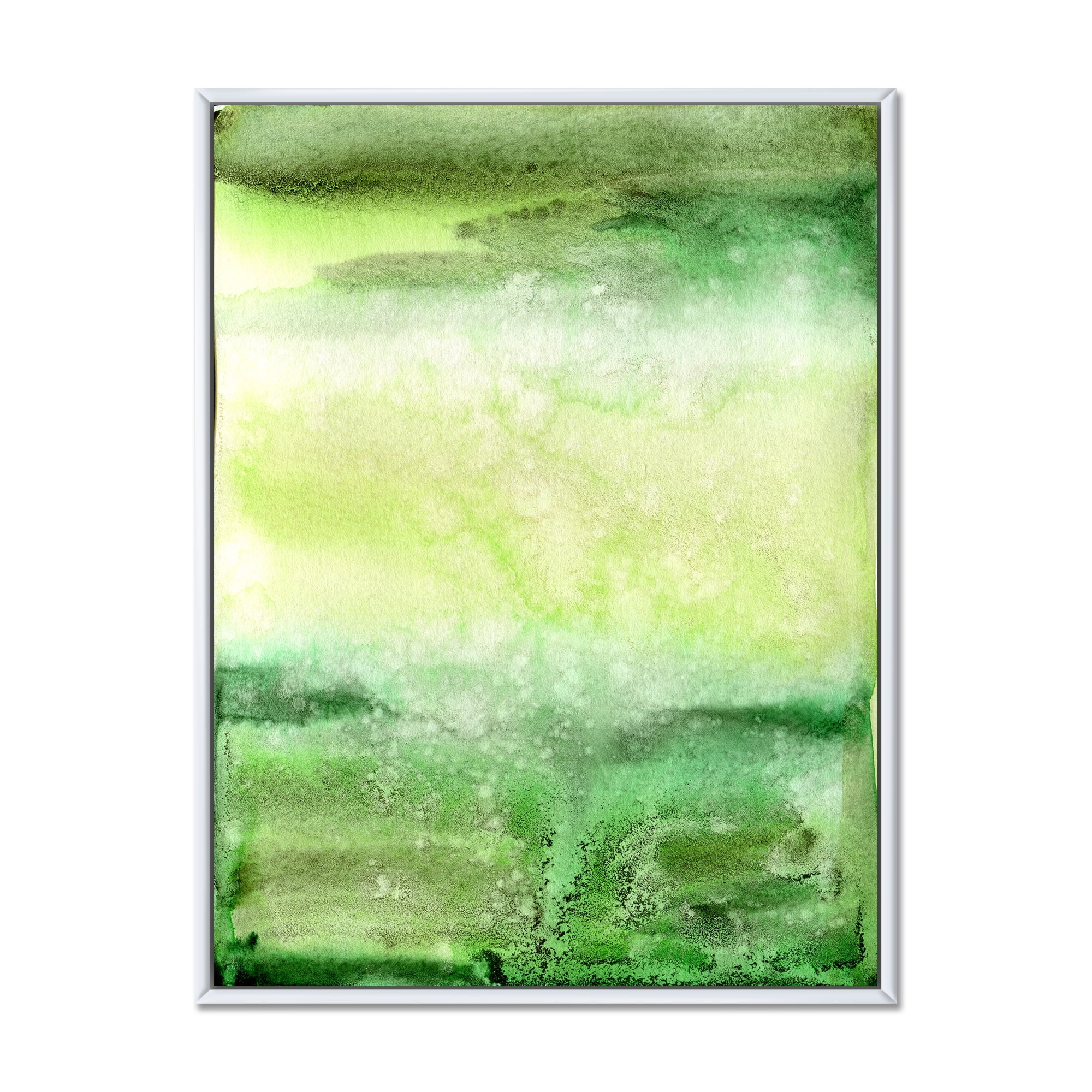 Designart 'Pastel Abstract With Beige and Dark Green & Spots' Modern Framed Canvas Wall Art Print