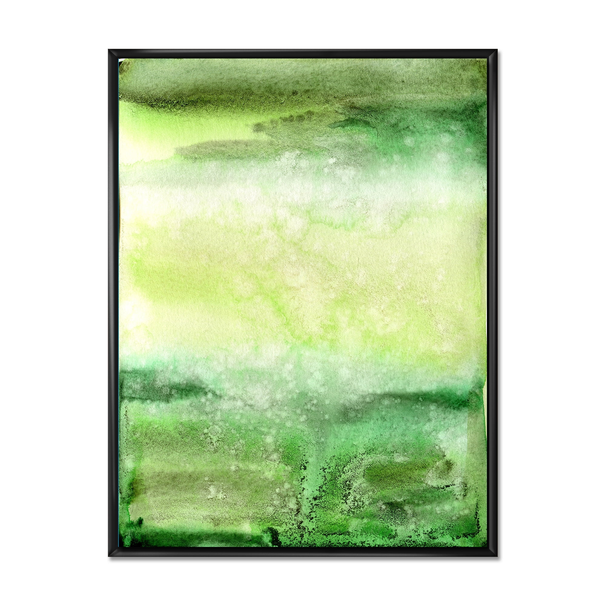 Designart 'Pastel Abstract With Beige and Dark Green & Spots' Modern Framed Canvas Wall Art Print