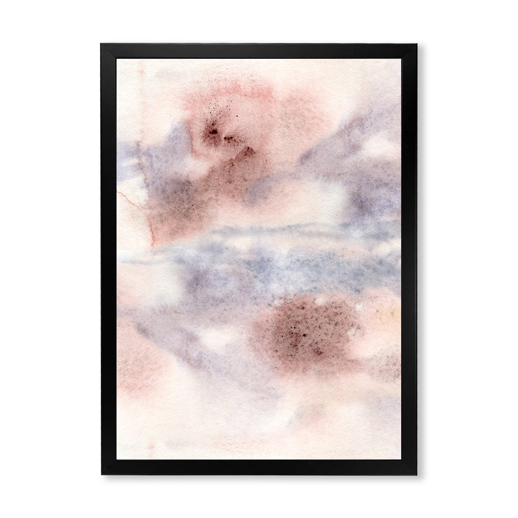 Designart 'Pastel Abstract With Gray Blue Pink and Red Spots' Modern Framed Art Print