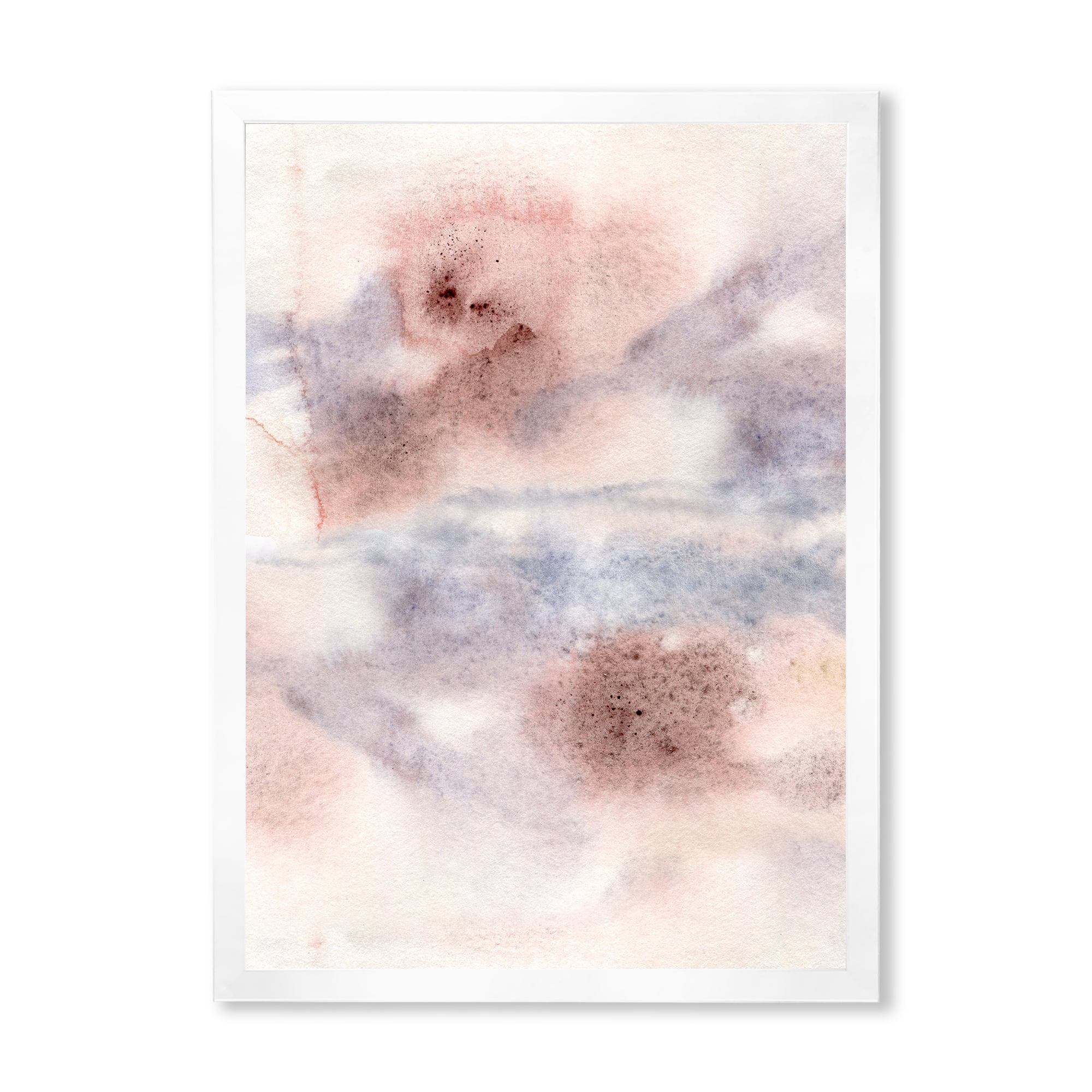 Designart 'Pastel Abstract With Gray Blue Pink and Red Spots' Modern Framed Art Print