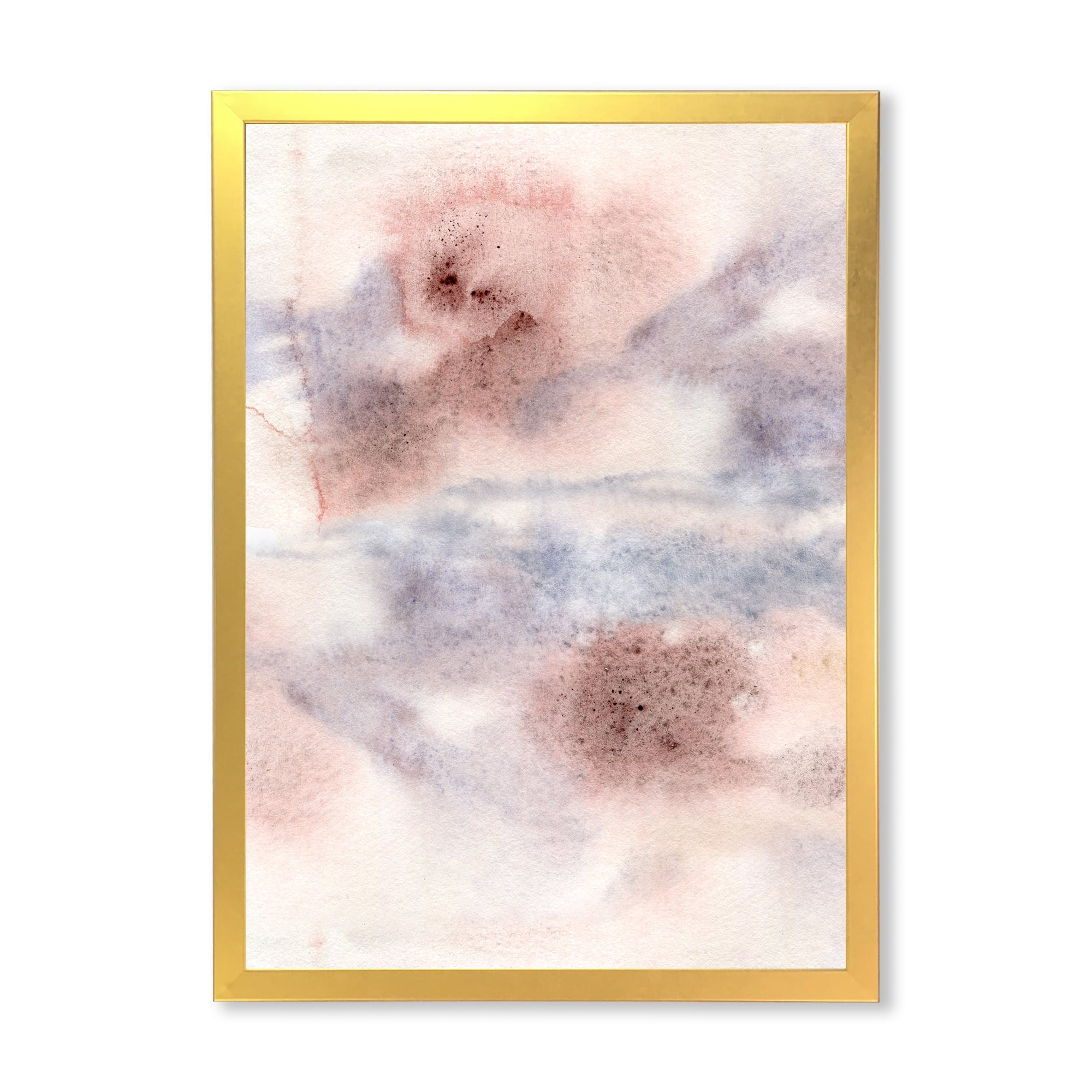 Designart 'Pastel Abstract With Gray Blue Pink and Red Spots' Modern Framed Art Print