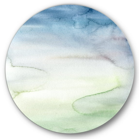 Designart 'Pastel Abstract With Green Dark Blue and White Spots' Modern Circle Metal Wall Art 11x11 - Disc of 11