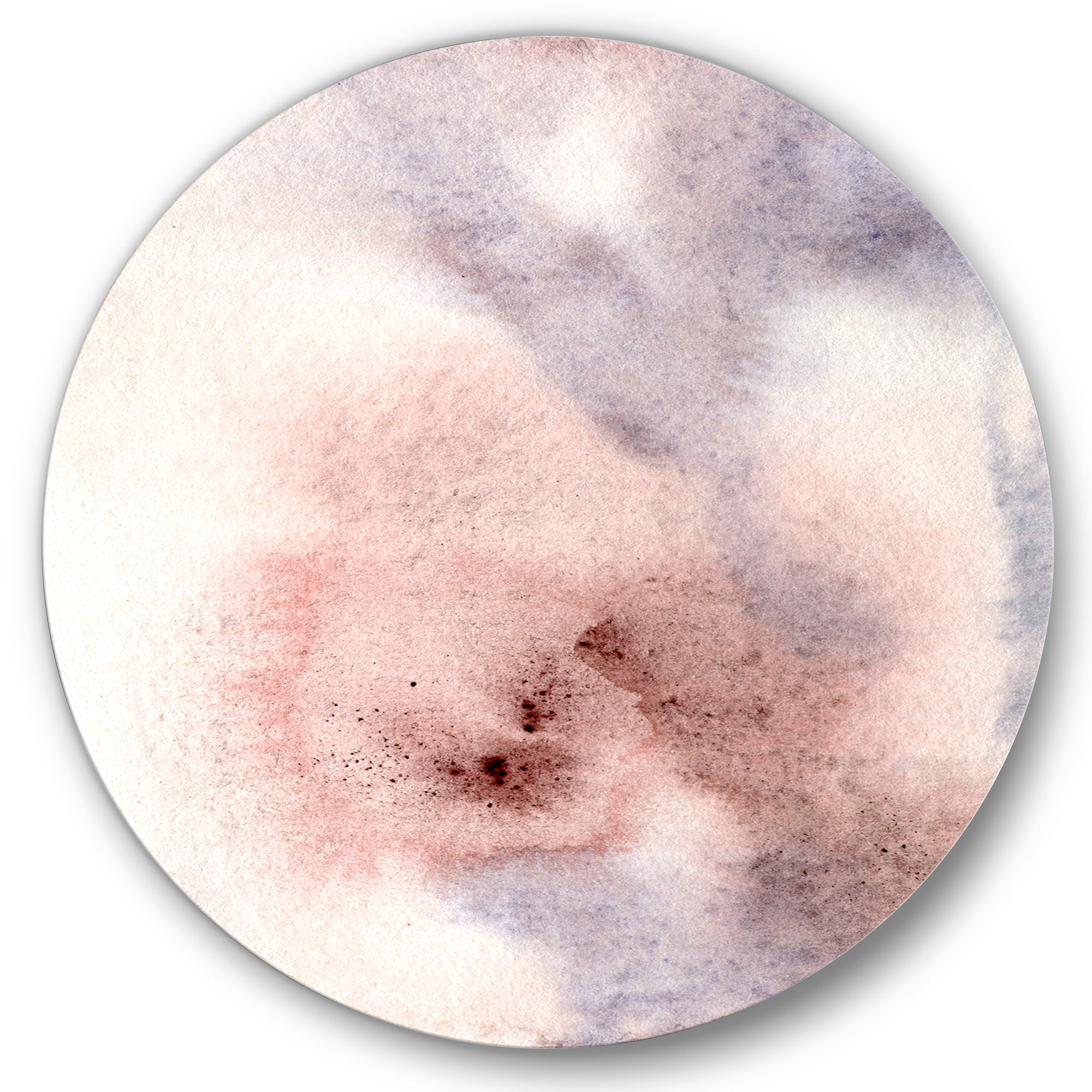 Designart 'Pastel Abstract With Pink Blue Beige and Red Spots' Modern Circle Metal Wall Art 36x36 - Disc of 36