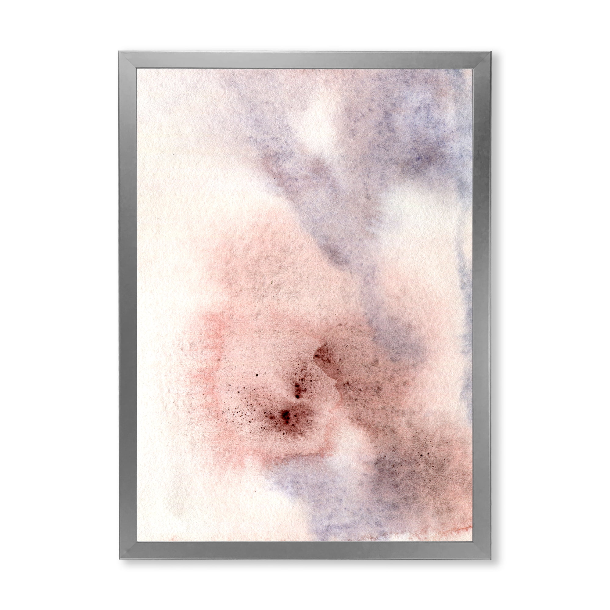 Designart 'Pastel Abstract With Pink Blue Beige and Red Spots' Modern Framed Art Print