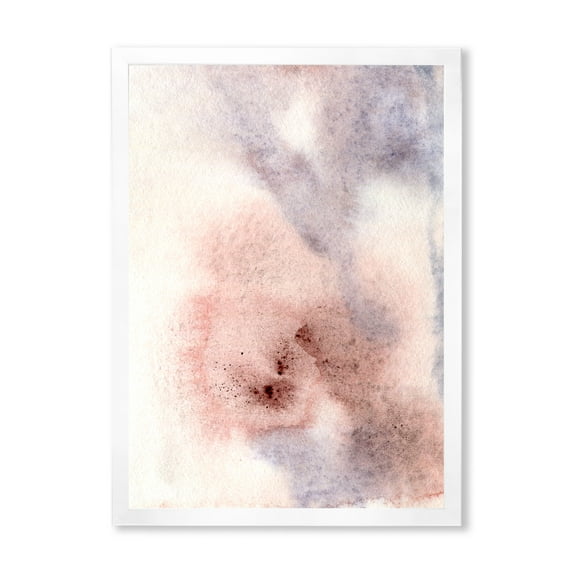 Designart 'Pastel Abstract With Pink Blue Beige and Red Spots' Modern Framed Art Print