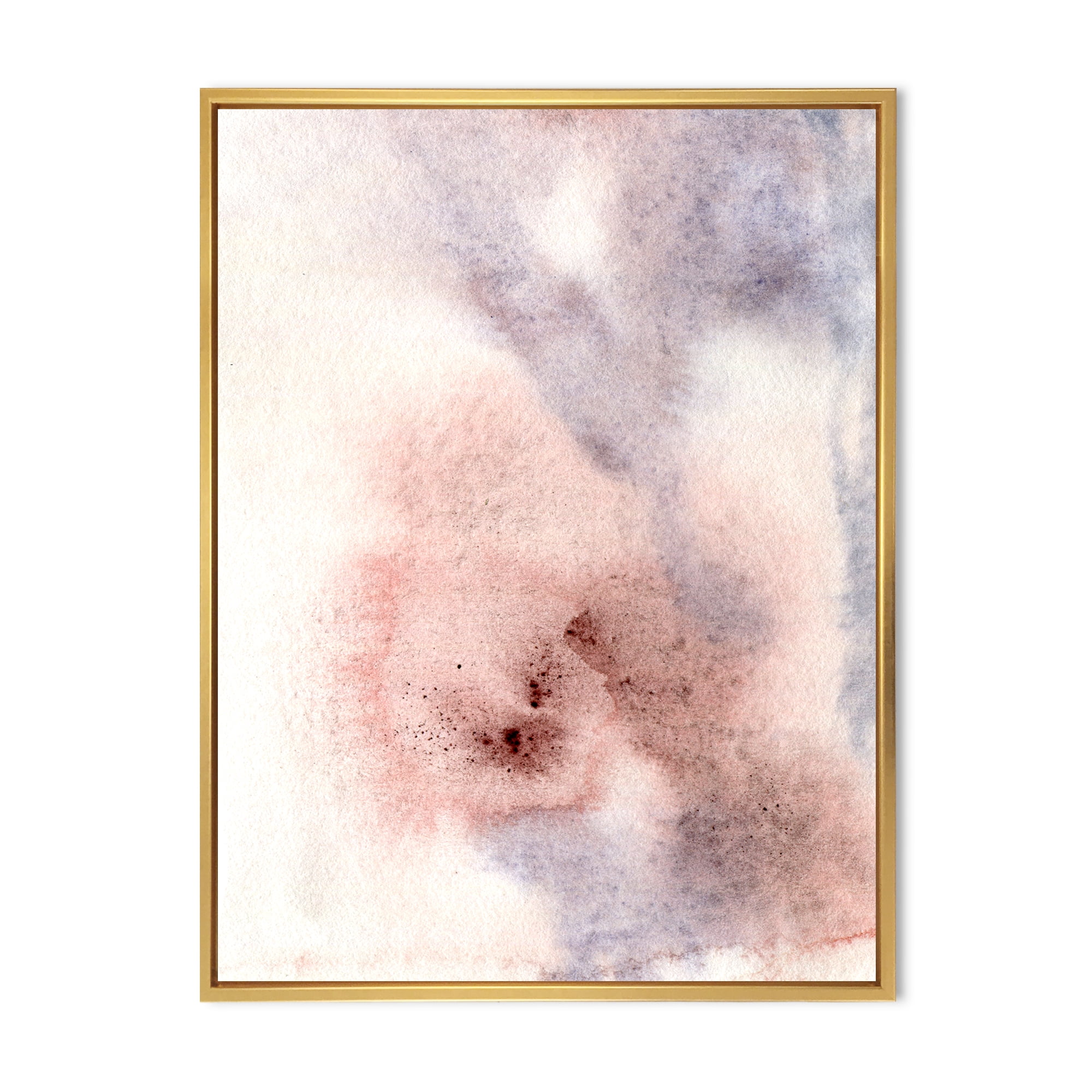 Designart 'Pastel Abstract With Pink Blue Beige and Red Spots' Modern Framed Canvas Wall Art Print