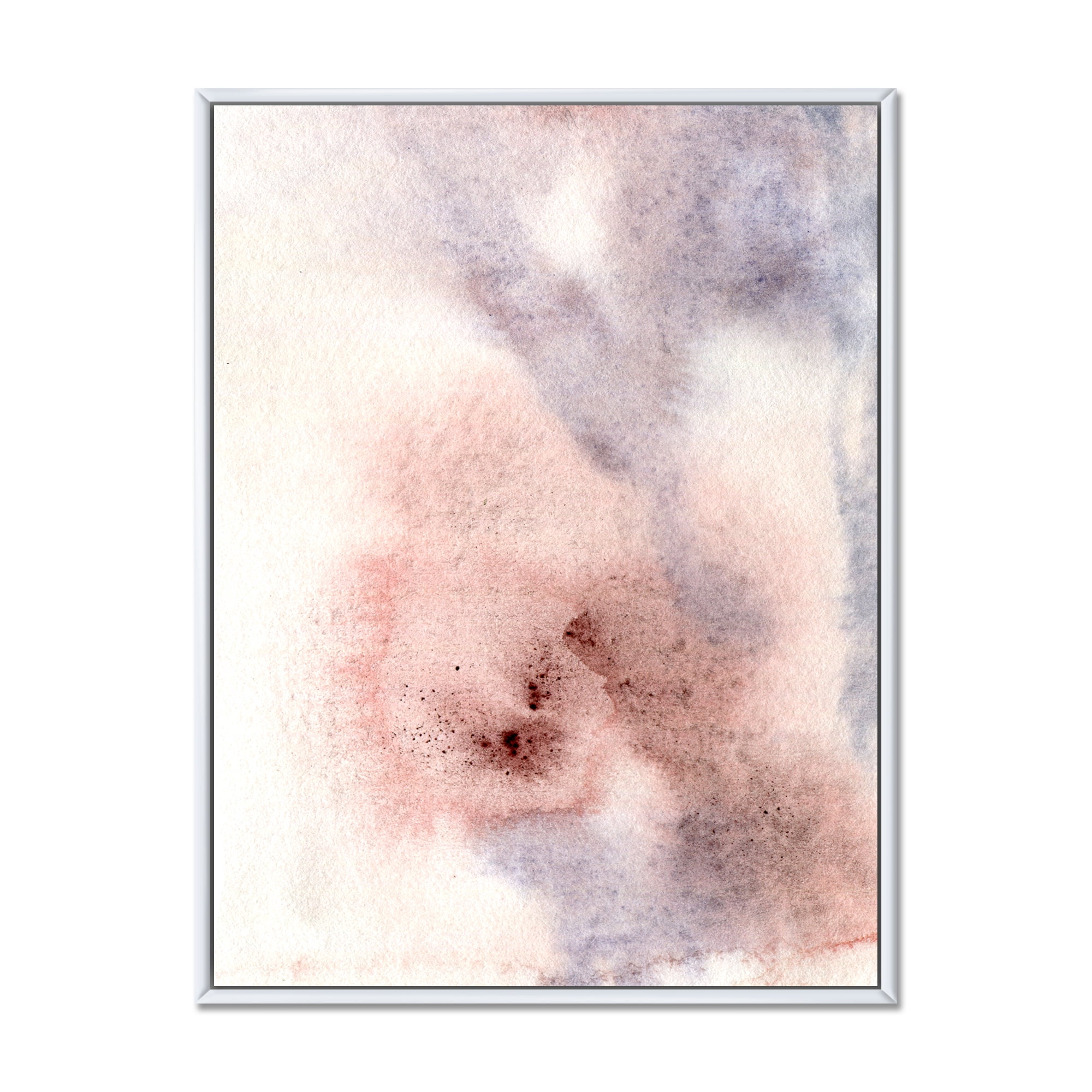 Designart 'Pastel Abstract With Pink Blue Beige and Red Spots' Modern Framed Canvas Wall Art Print