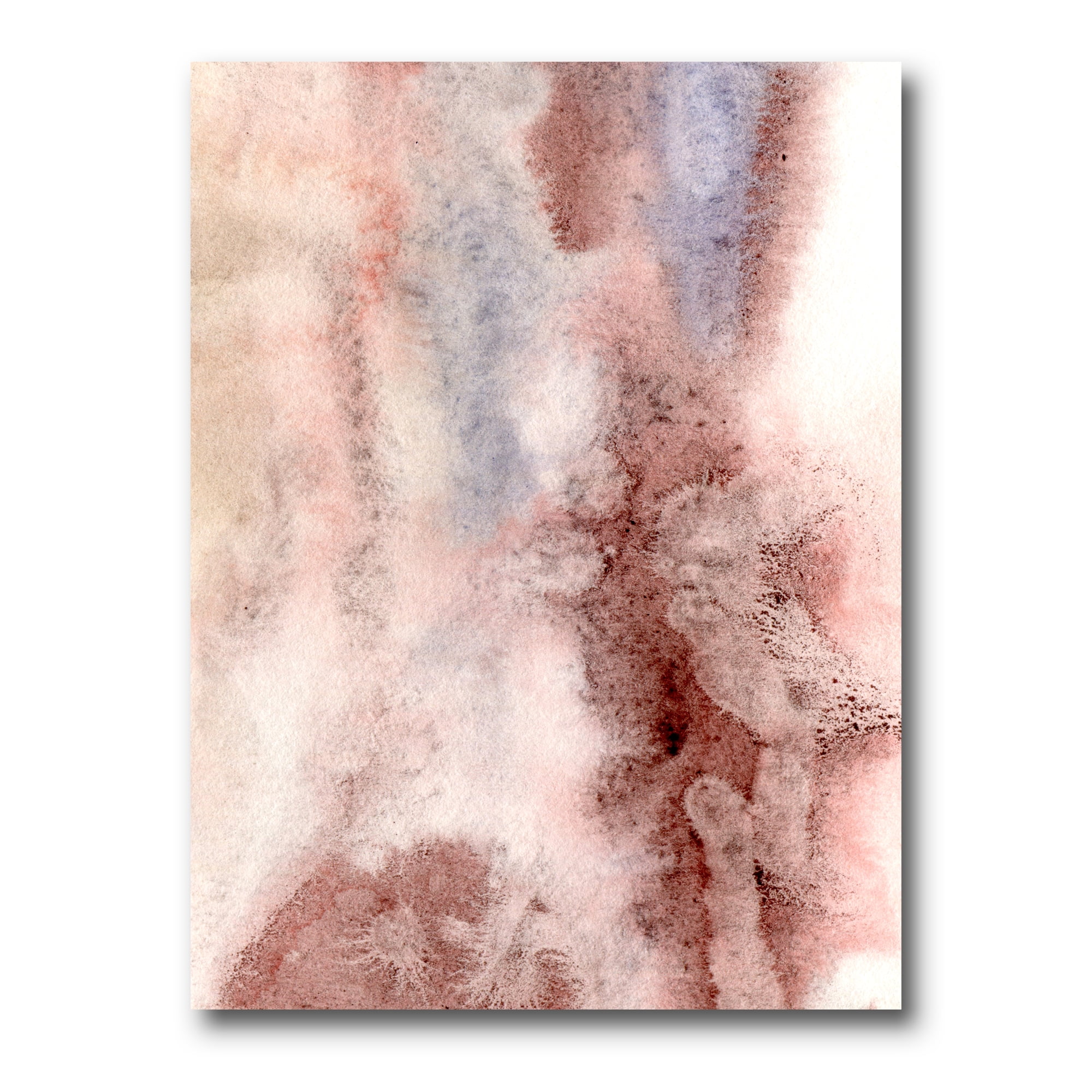 Designart ' Pastel Abstract With Pink Blue and Dark Red Spots ' Modern Canvas Wall Art Print
