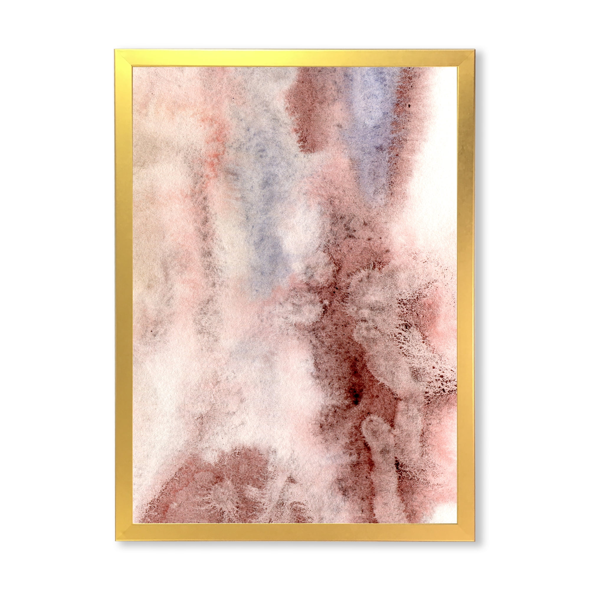 Designart 'Pastel Abstract With Pink Blue and Dark Red Spots' Modern Framed Art Print