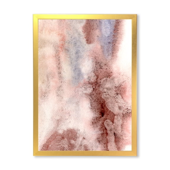 Designart 'Pastel Abstract With Pink Blue and Dark Red Spots' Modern Framed Art Print
