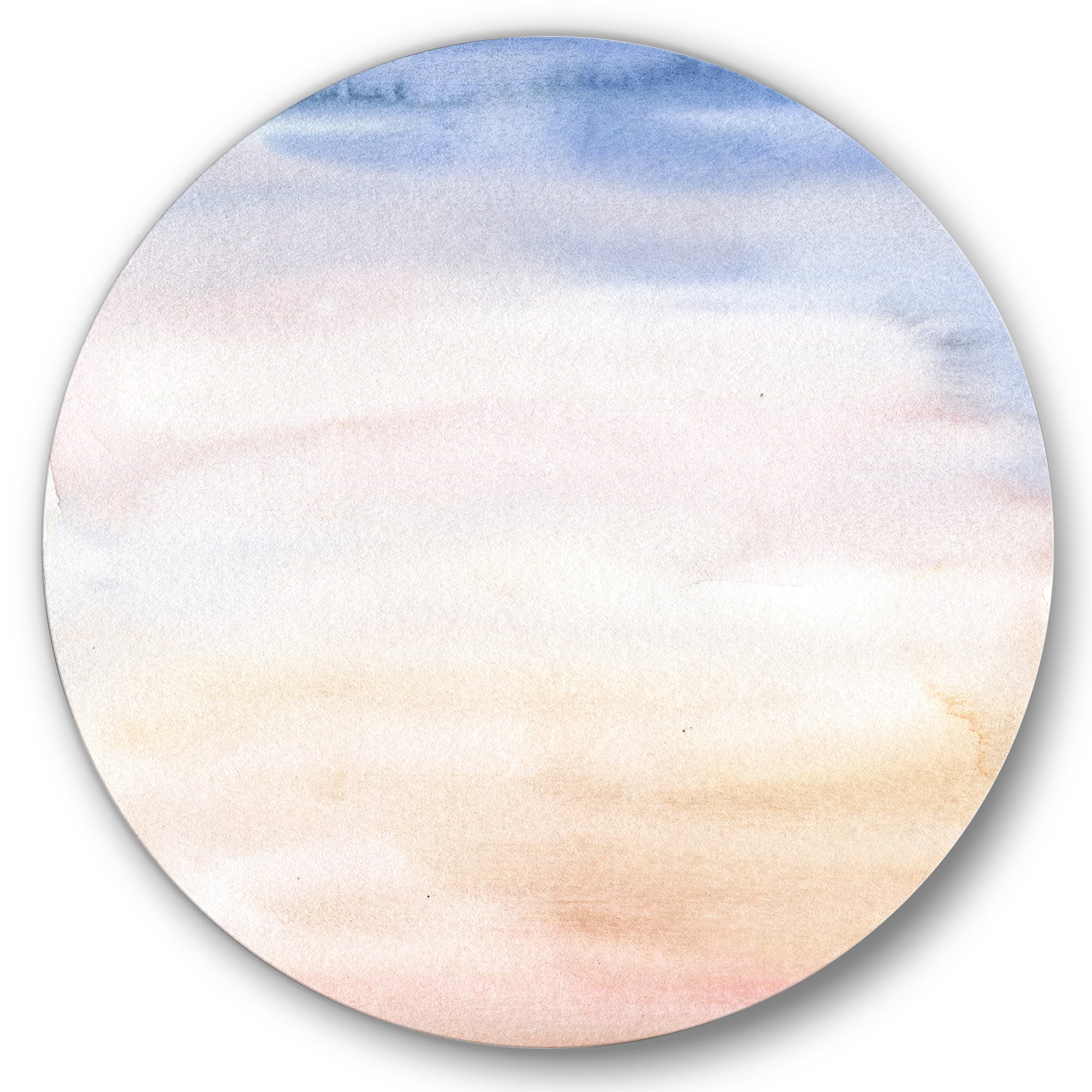 Designart 'Pastel Abstract With Pink Dark Blue and Beige Spots' Modern Circle Metal Wall Art 23x23 - Disc of 23