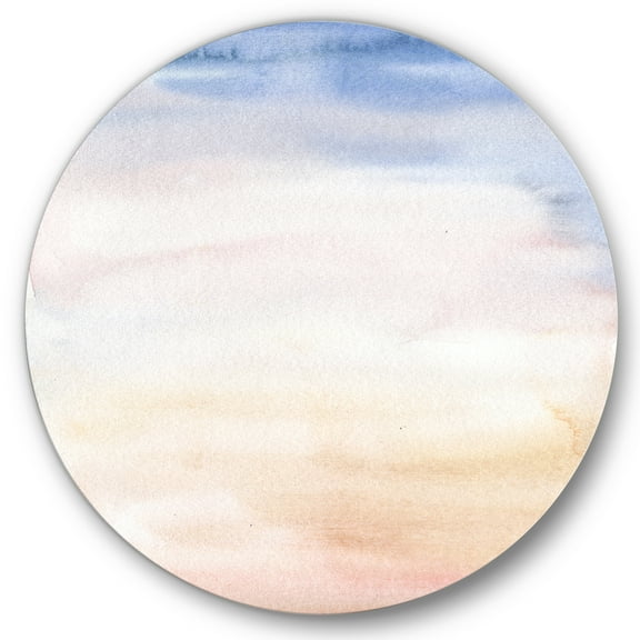Designart 'Pastel Abstract With Pink Dark Blue and Beige Spots' Modern Circle Metal Wall Art 36x36 - Disc of 36