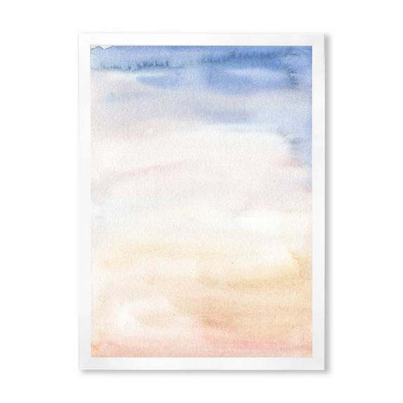 Designart 'Pastel Abstract With Pink Dark Blue and Beige Spots' Modern Framed Art Print