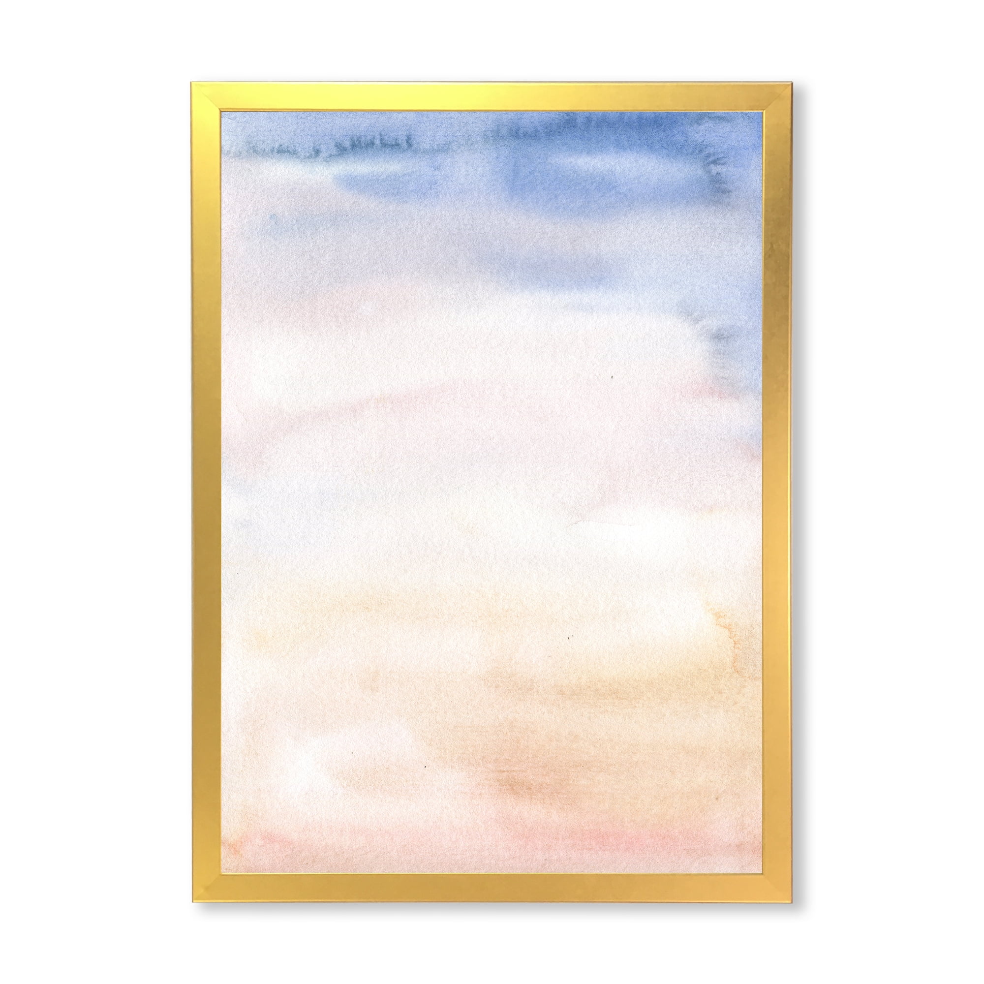 Designart 'Pastel Abstract With Pink Dark Blue and Beige Spots' Modern Framed Art Print