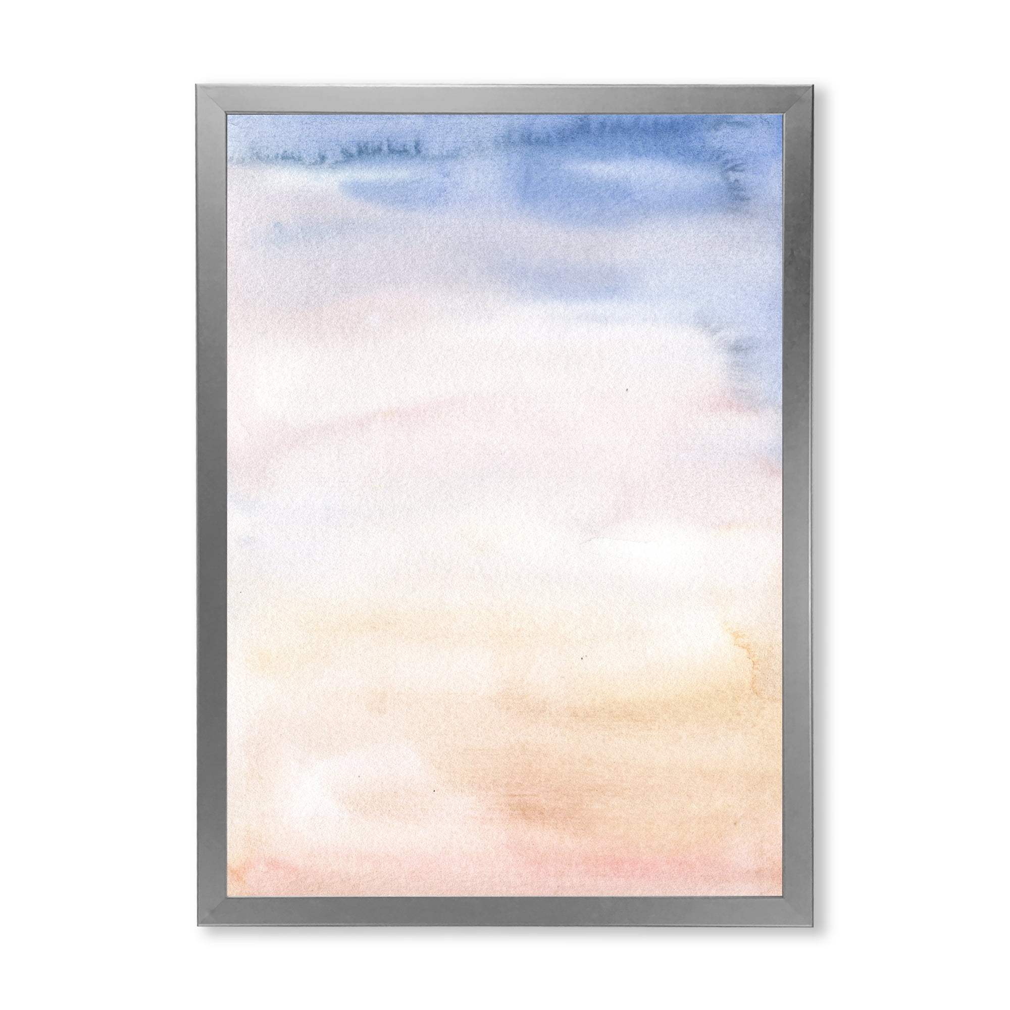 Designart 'Pastel Abstract With Pink Dark Blue and Beige Spots' Modern Framed Art Print