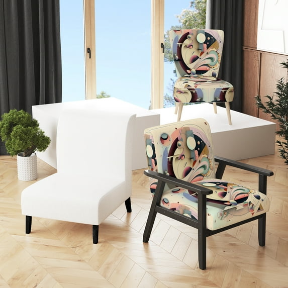 Designart "Pastel Art Deco I" Upholstered Modern & Contemporary Accent Chair and Modern & Contemporary Arm Chair - Multiple Color & Pattern