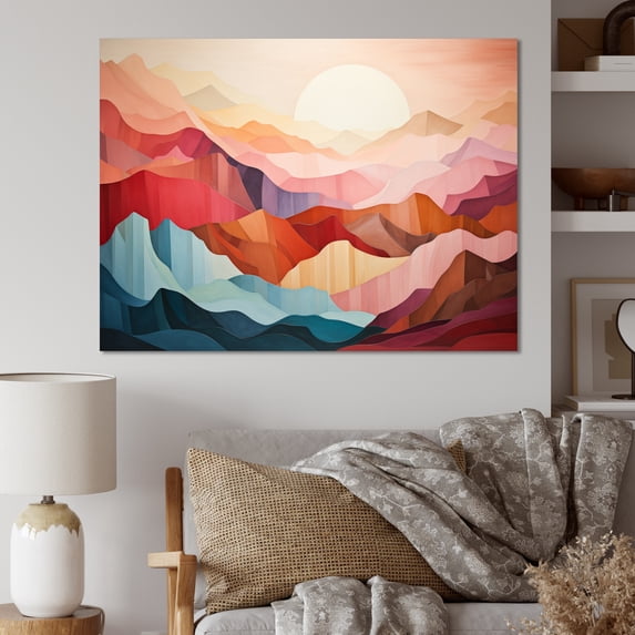Designart "Pastel Bold Sunset horizon III" Modern Canvas Print