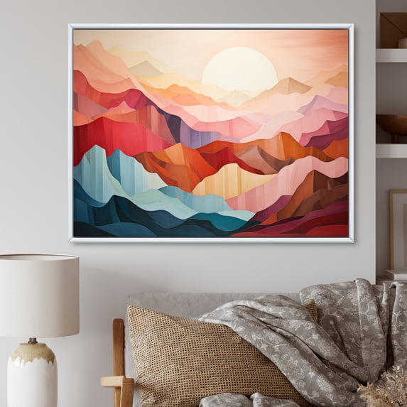 Designart "Pastel Bold Sunset horizon III" Modern Floater Framed Canvas Print